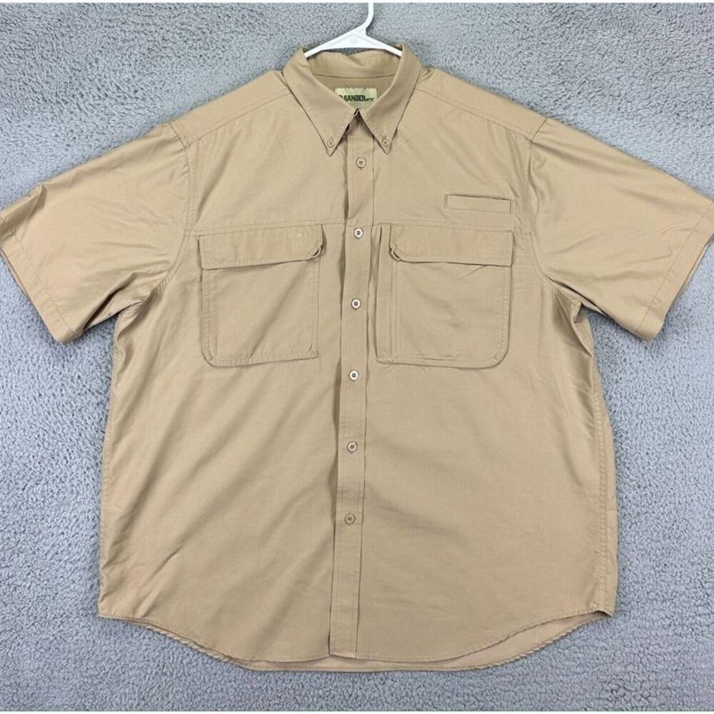 Gander Mountain Shirt Adult XL Tan Fishing Button Down Flap Pockets Outdoor Mens